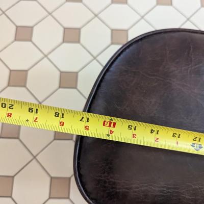 Vintage Wood Legs Leather Kidney Seat Footstool