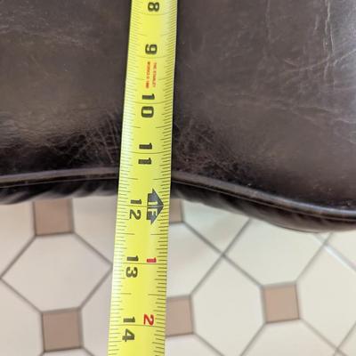 Vintage Wood Legs Leather Kidney Seat Footstool