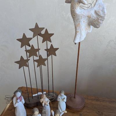 Willow Tree Metal Star Backdrop & Angels With Song Of Joy Boxes Included (FR)