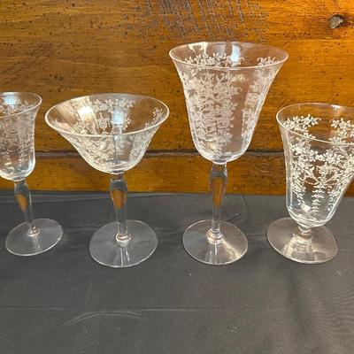 Vintage Floral Patterned Glasses Mikado Morgantown
