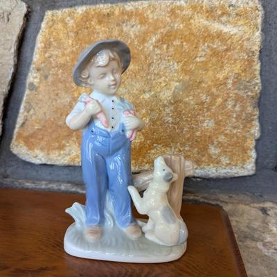 Vintage Porcelain Boy With Dog Figurine (FR)