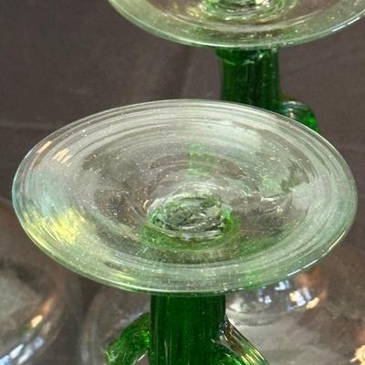 Lot of 4 Green Cactus Margarita Glasses