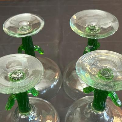 Lot of 4 Green Cactus Margarita Glasses