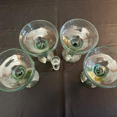 Lot of 4 Green Cactus Margarita Glasses