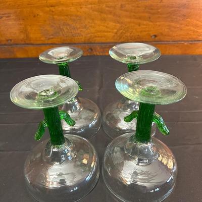 Lot of 4 Green Cactus Margarita Glasses
