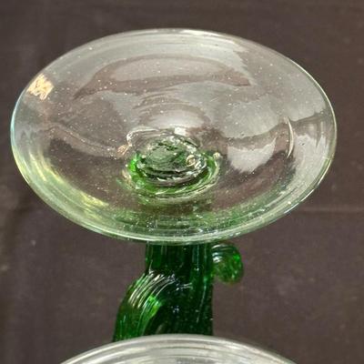 Lot of 4 Green Cactus Margarita Glasses
