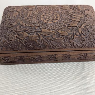 Hand Carved Jewelry Trinket Box