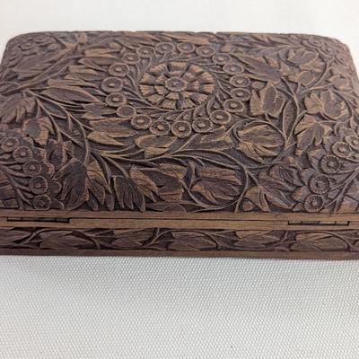 Hand Carved Jewelry Trinket Box