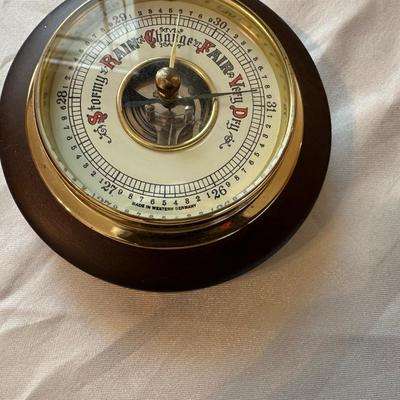 SYROCO 8 DAY JEWELED WALL CLOCK AND WEST GERMANY BAROMETER