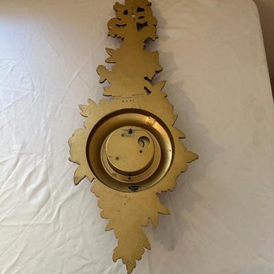 SYROCO 8 DAY JEWELED WALL CLOCK AND WEST GERMANY BAROMETER