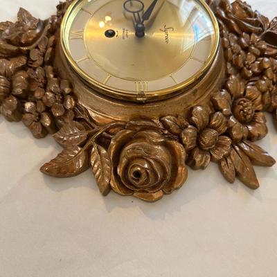 SYROCO 8 DAY JEWELED WALL CLOCK AND WEST GERMANY BAROMETER