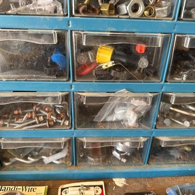 HARDWARE AND ORGANIZER, KNIFE SHARPENER & SET OF SCREWDRIVER BITS