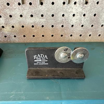 HARDWARE AND ORGANIZER, KNIFE SHARPENER & SET OF SCREWDRIVER BITS