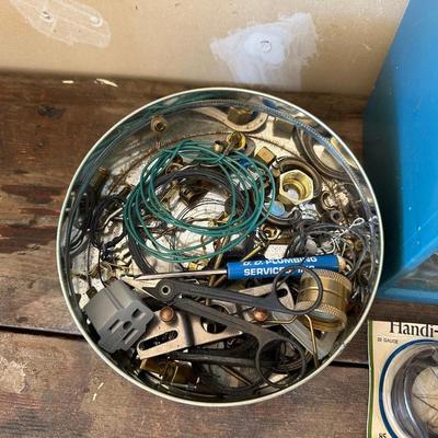 HARDWARE AND ORGANIZER, KNIFE SHARPENER & SET OF SCREWDRIVER BITS