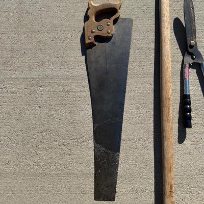SLEDGE HAMMER, HAND SAW, LOPERS AND CLIPPERS
