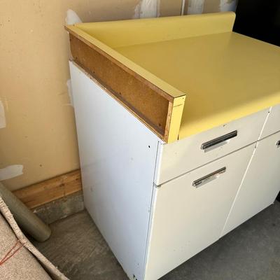 RETRO METAL KITCHEN CABINET WITH ROLL OUT SHELVES