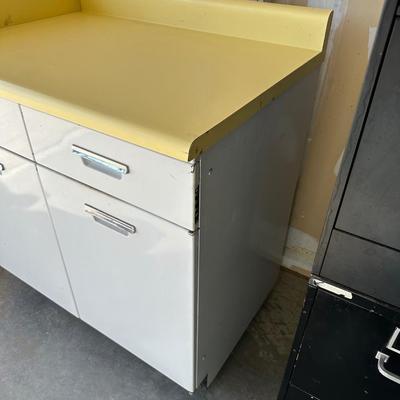 RETRO METAL KITCHEN CABINET WITH ROLL OUT SHELVES