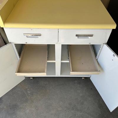 RETRO METAL KITCHEN CABINET WITH ROLL OUT SHELVES