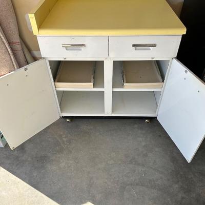 RETRO METAL KITCHEN CABINET WITH ROLL OUT SHELVES