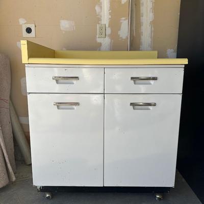 RETRO METAL KITCHEN CABINET WITH ROLL OUT SHELVES