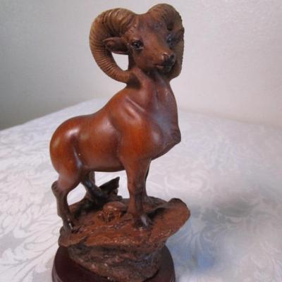 Carved wood ram