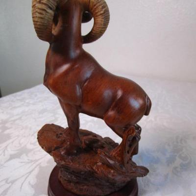 Carved wood ram