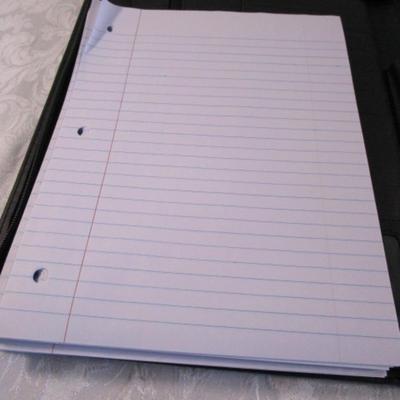 Portfolio with pad, 2 memo pads, 1 tablet, looseleaf paper, index cards