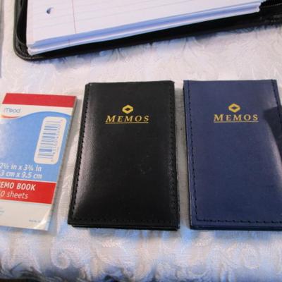 Portfolio with pad, 2 memo pads, 1 tablet, looseleaf paper, index cards