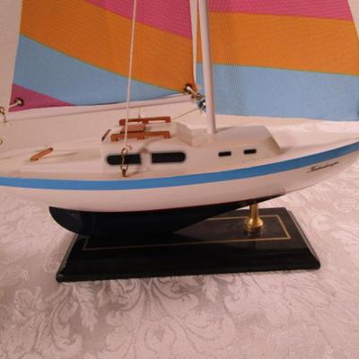"Kaleidoscope" sailboat on display stand