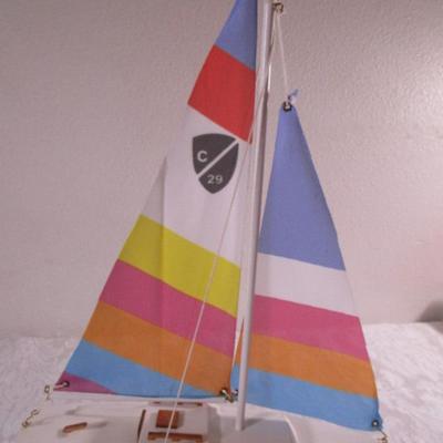 "Kaleidoscope" sailboat on display stand