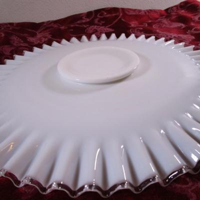 Vintage white glass fluted serving plate