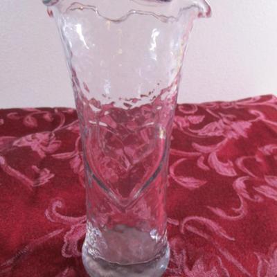Anchor Hocking heart ruffled wavy glass vase