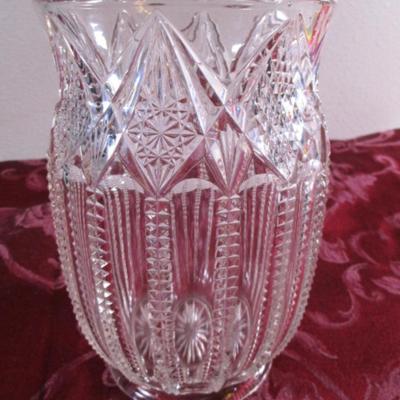 Vintage clear cut crystal glass vase