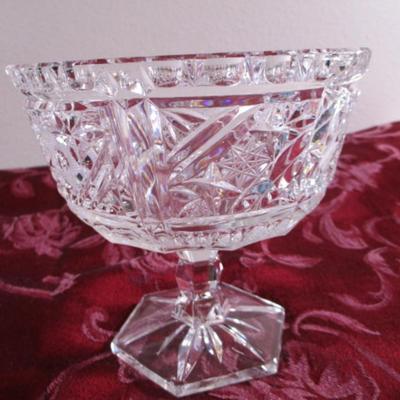 Crystal footed pedestal compote bowl