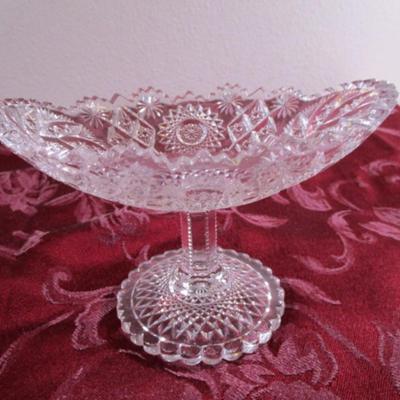 Vintage crystal pedestal candy serving dish