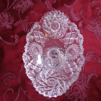 Vintage crystal pedestal candy serving dish