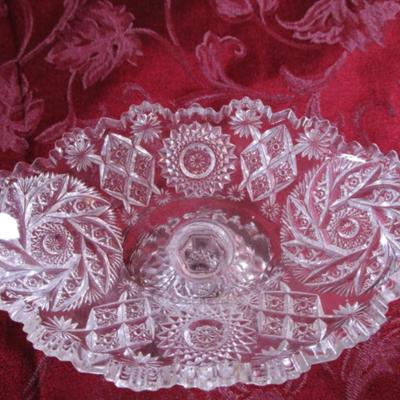 Vintage crystal pedestal candy serving dish