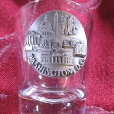 Washington D.C. pewter front tag on shot glass