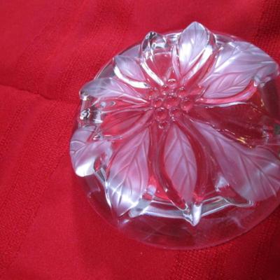 Gilded poinsettia round crystal candy dish