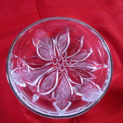 Gilded poinsettia round crystal candy dish