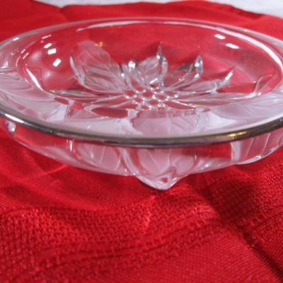 Gilded poinsettia round crystal candy dish