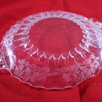 Martinville etched glass serving tray