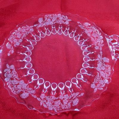 Martinville etched glass serving tray