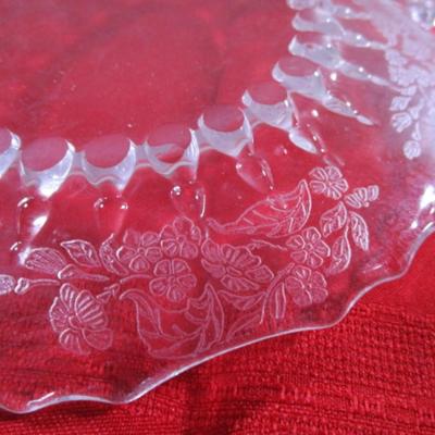 Martinville etched glass serving tray