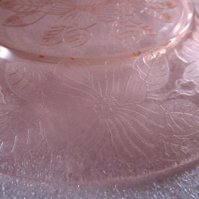 Pink depression glass serving plate