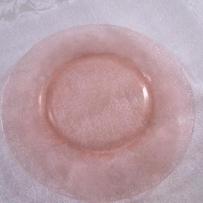 Pink depression glass serving plate