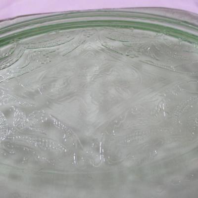 Vintage Green glass oval serving plate