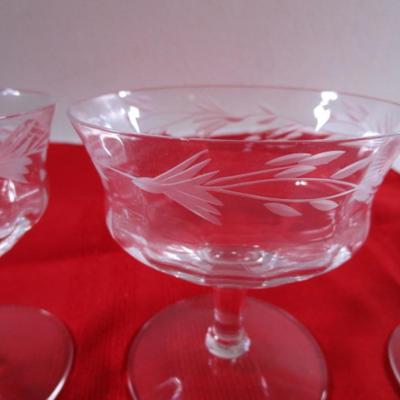4 Vintage etched crystal wine/sherbet stemware