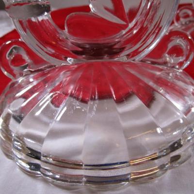 Vintage Jeannette glass double candle stick holder