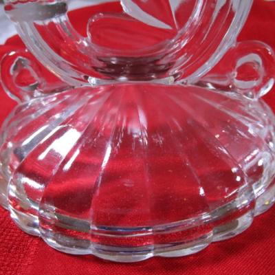 Vintage Jeannette glass double candle stick holder